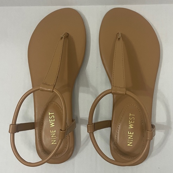 Nine West  Bassie Natural Neutral Nude Sandals Minimalist Design Size 5 - Picture 9 of 15